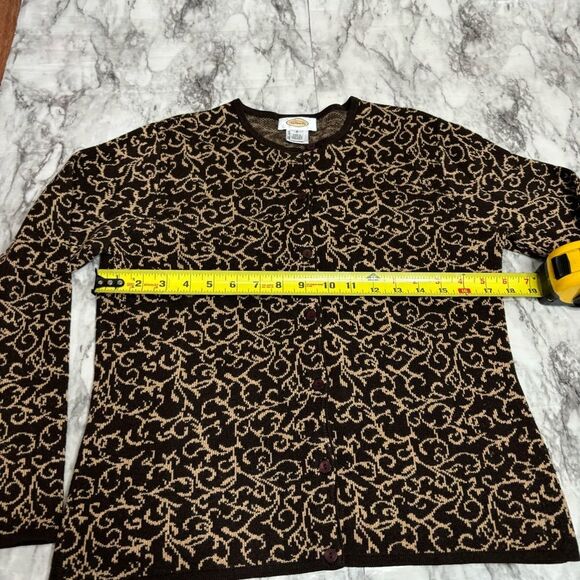 Vintage Talbots Silk Cashmere Blend Button Down Cardigan Sweater Small Brown Tan - Picture 7 of 7